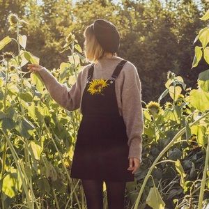 Black Corduroy Overall Dress